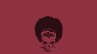 skull with Afro hair wallpaper, skull, minimalism HD wallpaper