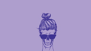 skull pen sketch, skull, minimalism, artwork, glasses