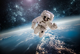 astronaut suit, astronaut, stars, space
