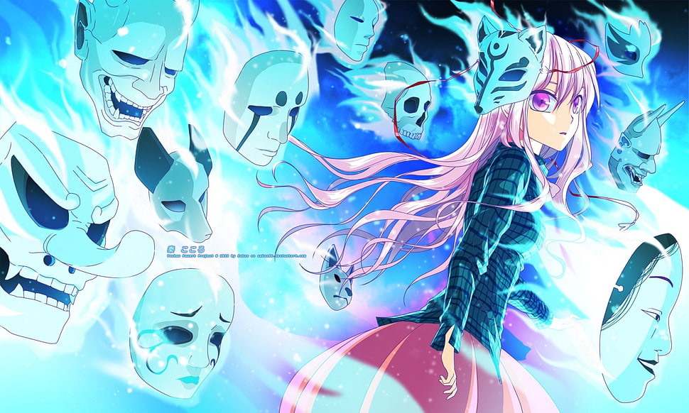 pink haired female anime character, Touhou, Hata no Kokoro HD wallpaper