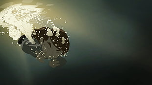 animated illustration of boy underwater, Anna's Quest