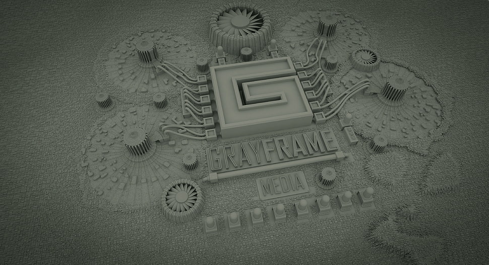 Gray Frame media logo, 3D, 3dmax , vray HD wallpaper