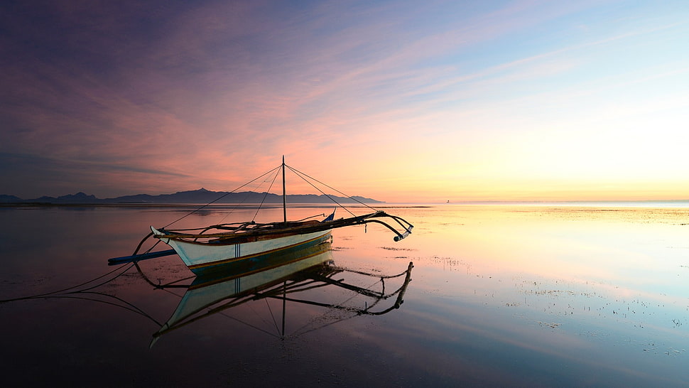 white canoe, landscape HD wallpaper
