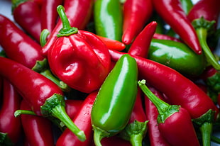 red and green chili peppers lot HD wallpaper