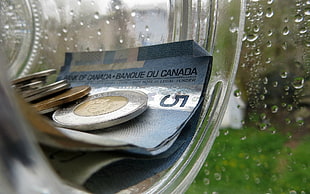 5 Canadian bill banknote, money, coins HD wallpaper