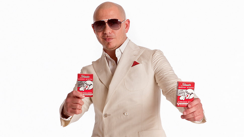Pitbull holding two labeled boxes HD wallpaper
