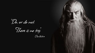 Albus Dumbledor with motivational quote text overlay