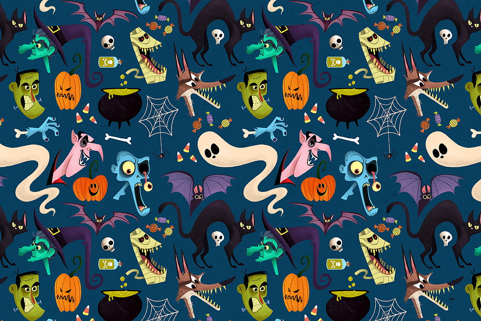 assorted Halloween ghost digital wallpaper HD wallpaper