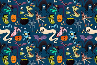 assorted Halloween ghost digital wallpaper