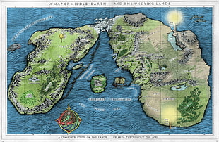 Map of Earth, Middle-earth, J. R. R. Tolkien, The Lord of the Rings, The Silmarillion