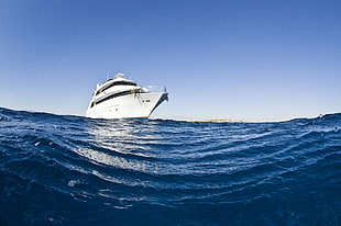 white ship at water