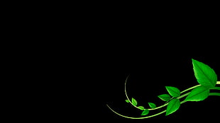 green and black Razer corded gaming mouse, black background, simple, digital art, plants