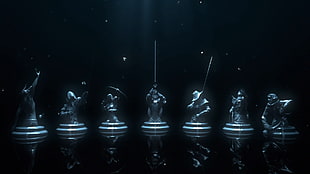 assorted figurine with black background