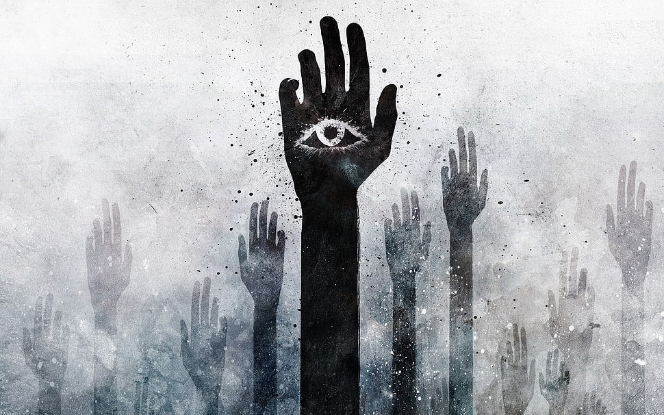 black hand with white eye HD wallpaper