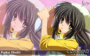 black haired female anime character 2D illustration
