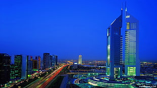 city building, cityscape, long exposure, building, Emirates Towers Hotel HD wallpaper