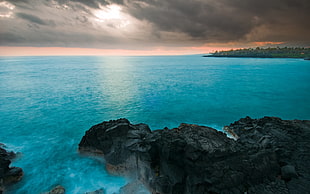 Rocks,  Coast,  Azure,  Sky HD wallpaper