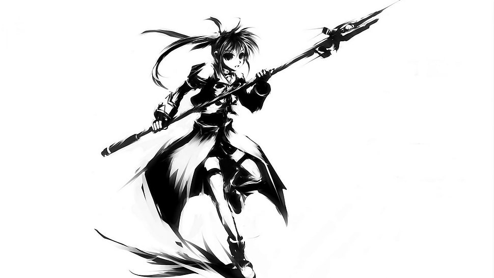 black illustration of a knight with weapon HD wallpaper