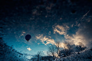 blue hot air balloon illustration, sky, hot air balloons, clouds HD wallpaper