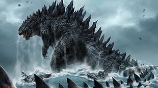 Godzilla illustration HD wallpaper