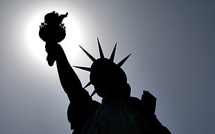 Silhouette of Statue of Liberty HD wallpaper