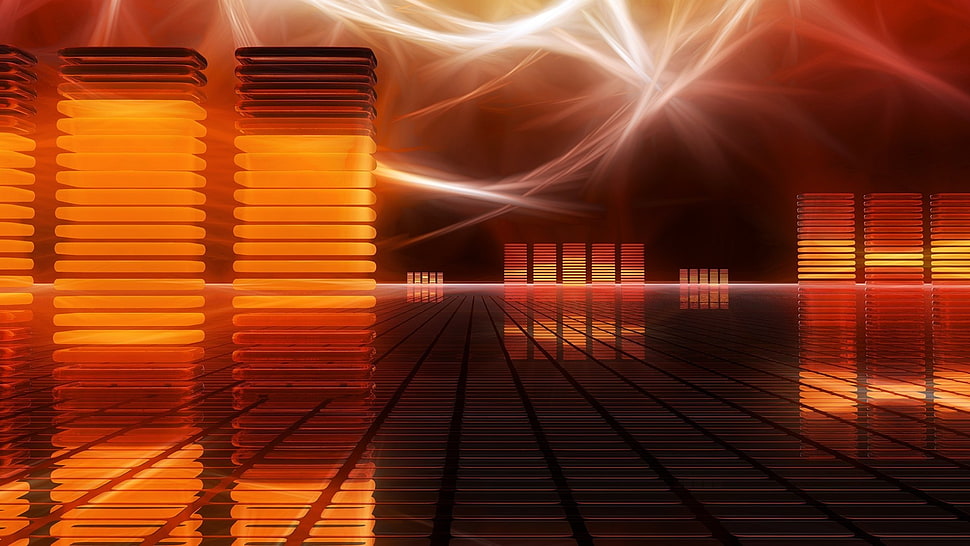 red and black optical illusion, 3D, lights HD wallpaper