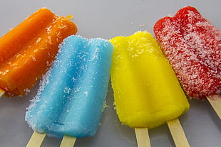 four frosted popsicles