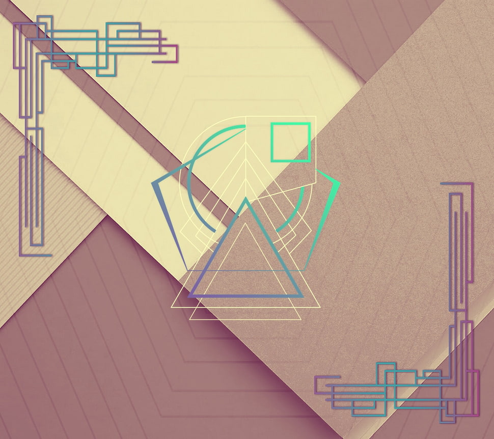 teal and purple geometric pattern logo HD wallpaper