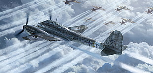 fighter jet illustration, World War II, military aircraft, aircraft, military HD wallpaper