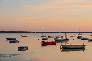 Boats on the water during dusk