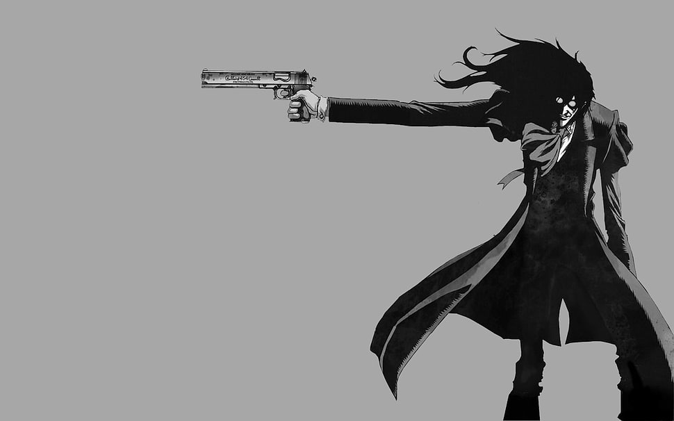 man character holding gun, Hellsing, manga, anime, Alucard HD wallpaper
