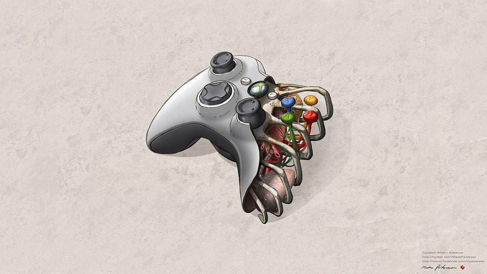 Xbox 360 game controller animated photo, artwork, controllers, Xbox, Xbox 360 HD wallpaper