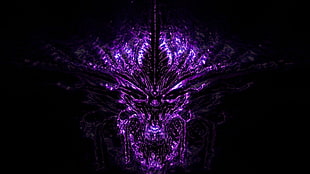 purple dragon HD wallpaper, Diablo III, demon, fantasy art, fan art