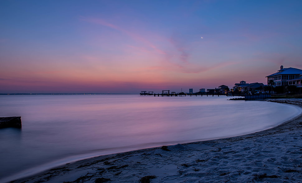 Seashore during night time, pensacola beach HD wallpaper