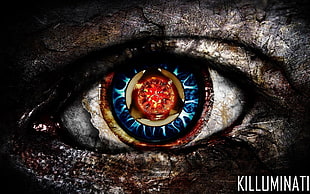Killuminati text, digital art, eyes, grunge