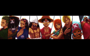 One-Piece anime poster, One Piece, Monkey D. Luffy, Roronoa Zoro, Nami HD wallpaper