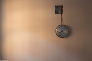 round gray analog wall clock, clocks, wall, broken, IBM