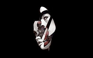 female mask wallpaper, simple background, abstract