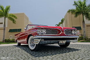 red convertible muscle car, 1958 Pontiac Catalina, car, old car, Oldtimer