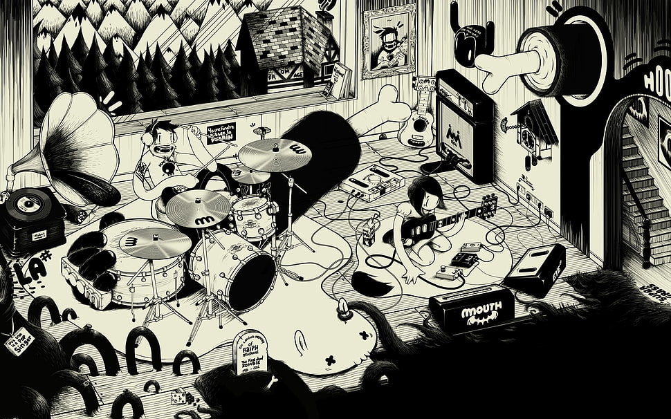 music band illustration HD wallpaper