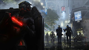 game application screenshot, artwork, soldier, science fiction, concept art