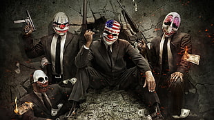 four males with masks and guns HD wallpaper