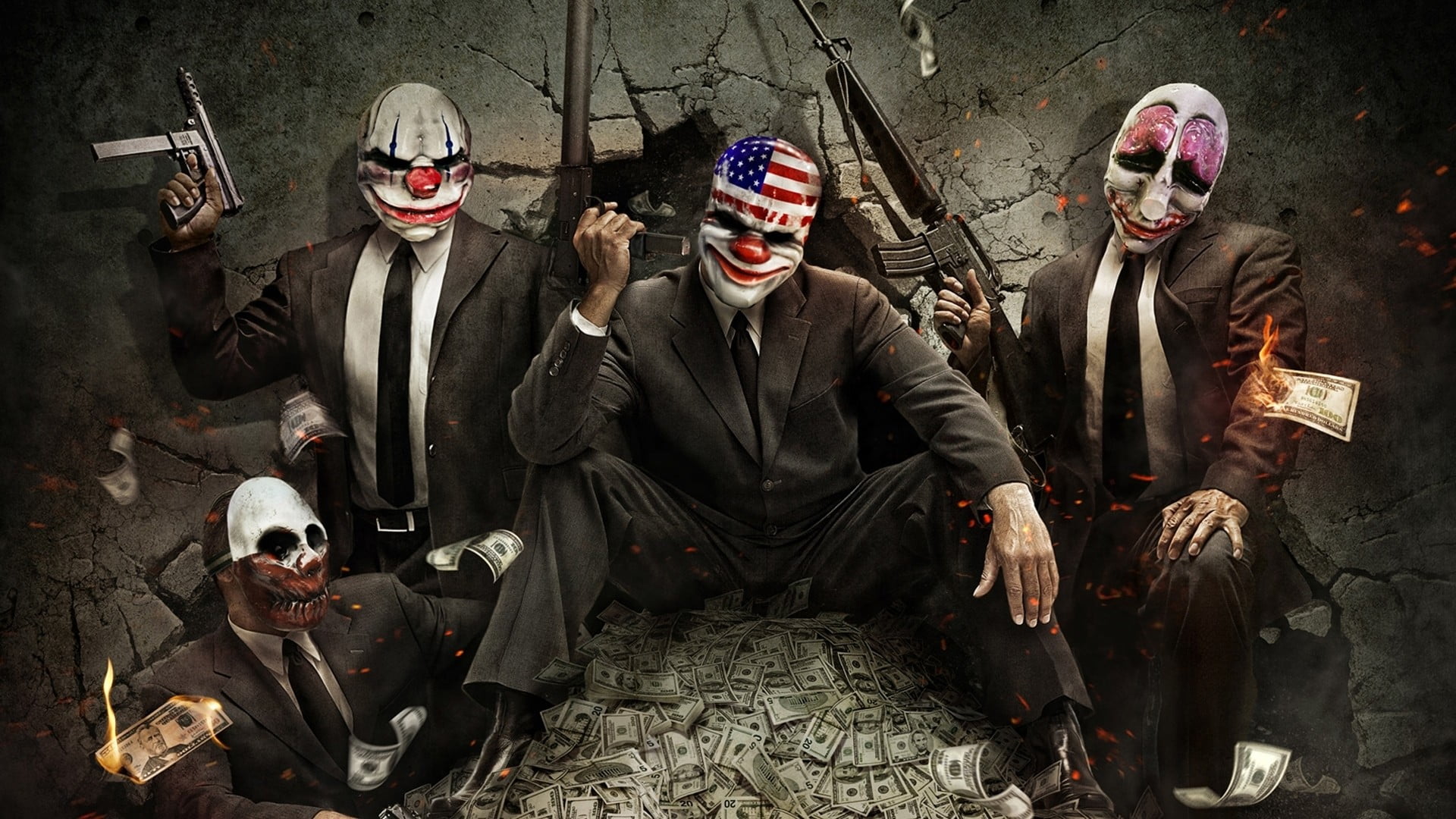 four males with masks and guns