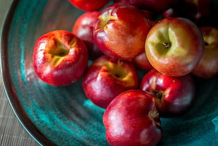 apple fruit lot, Nectarines, Fruit, Plate HD wallpaper