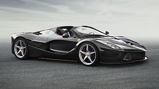black Ferrari sports car, Ferrari, black, Ferrari LaFerrari Aperta, Ferrari LaFerrari HD wallpaper