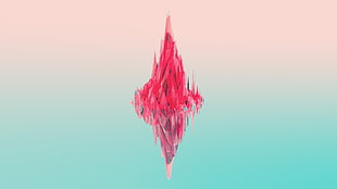 pink mountain reflection on body of water illustration