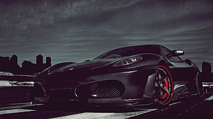 black coupe, Ferrari 430, car, supercars, Ferrari HD wallpaper