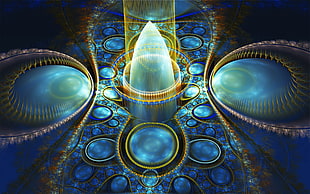 blue and yellow 3D wallpaper