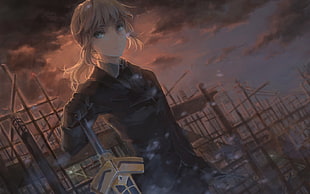 male profile holding a sword cartoon anime HD wallpaper