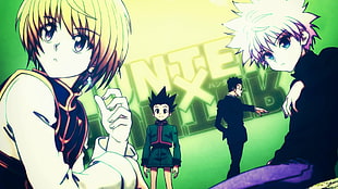 green and white floral textile, Hunter x Hunter HD wallpaper